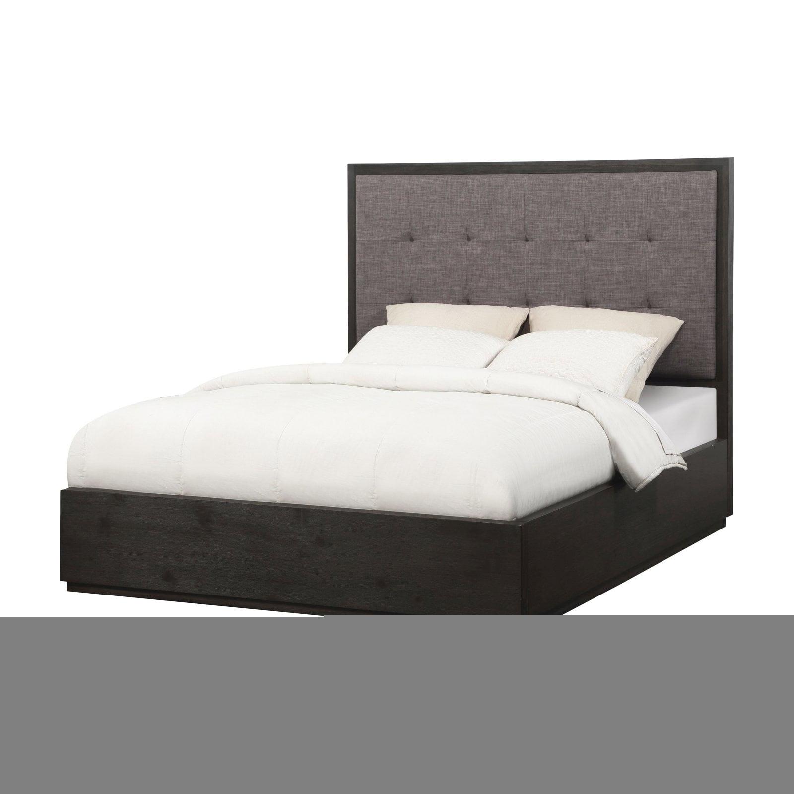 Modern Oxford Queen Bed with Tufted Upholstered Headboard and Storage