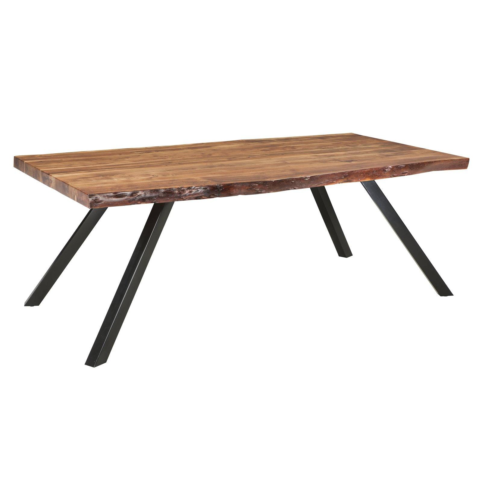 Natural Acacia and Black Iron Rectangular Dining Table