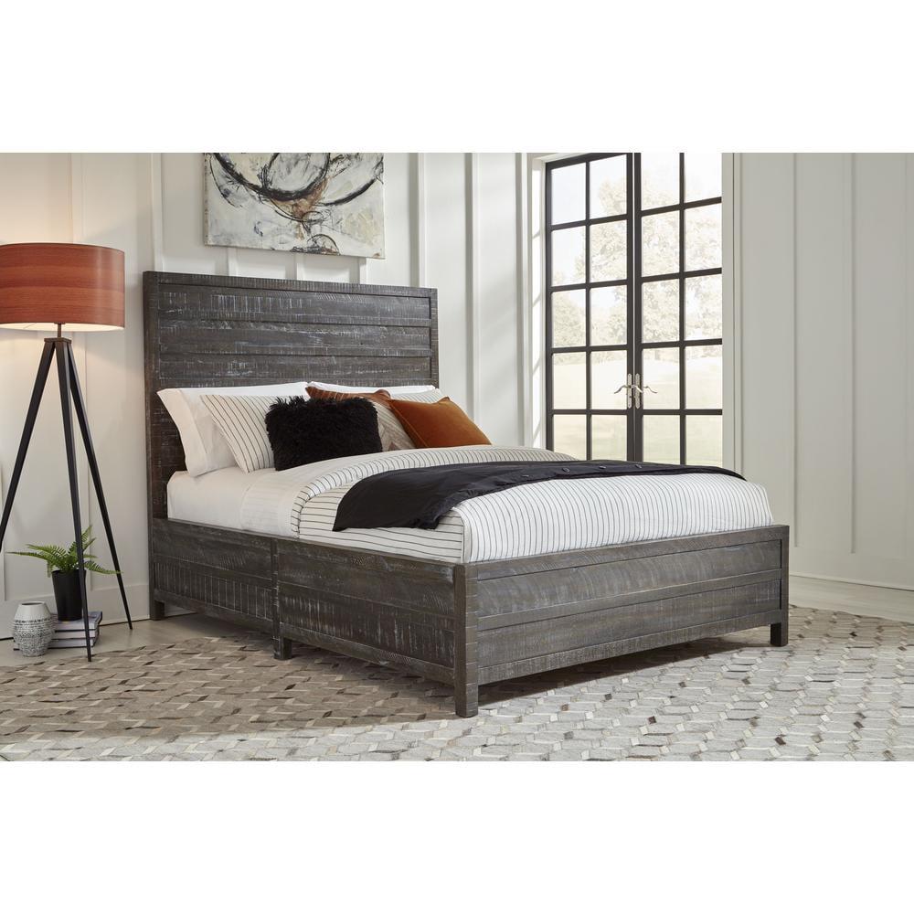 Modus Townsend King Solid Wood Panel Bed in Gunmetal