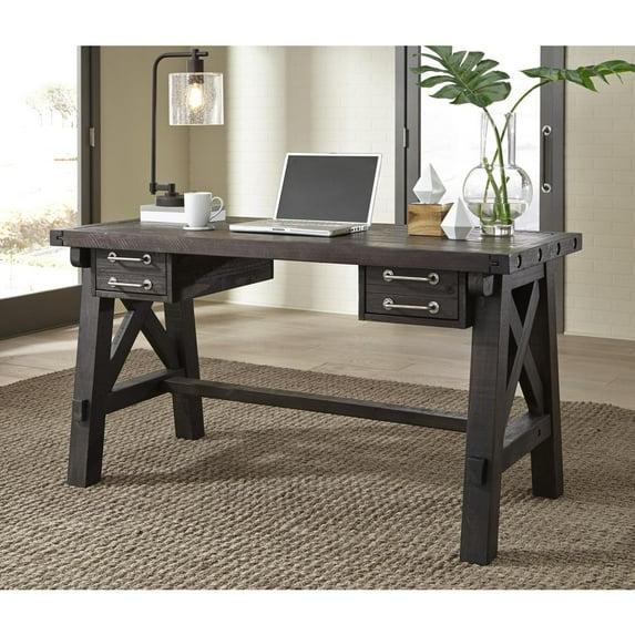 Yanez Industrial Desk in Charcoal - Solid Wood