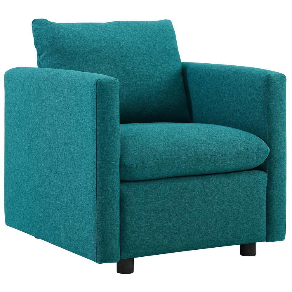 Teal Spot Upholstered Wood Accent Chair with Dense Foam Padding