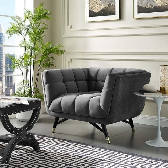 Modway Adept Performance Velvet Armchair in Gray