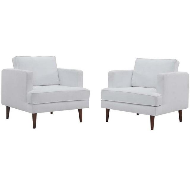 Modway Agile Upholstered Fabric Armchair Set of 2 in White