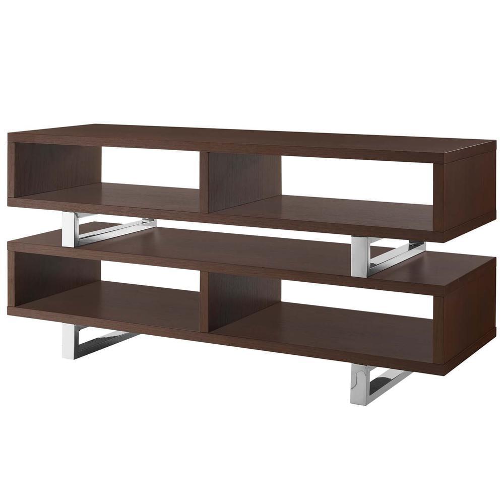 Amble 47" Walnut and Stainless Steel TV Stand