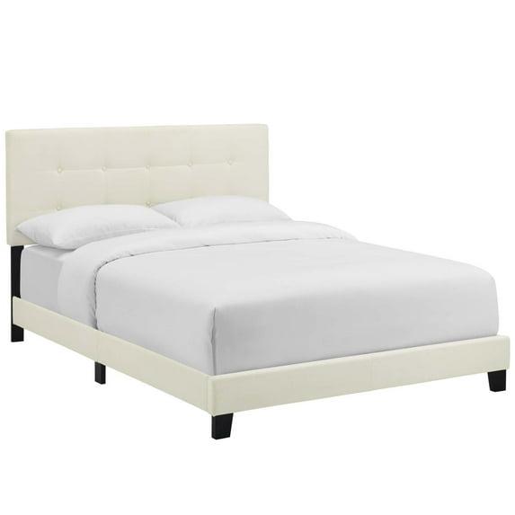 Modway Amira King Modern Style Performance Velvet Bed in Ivory