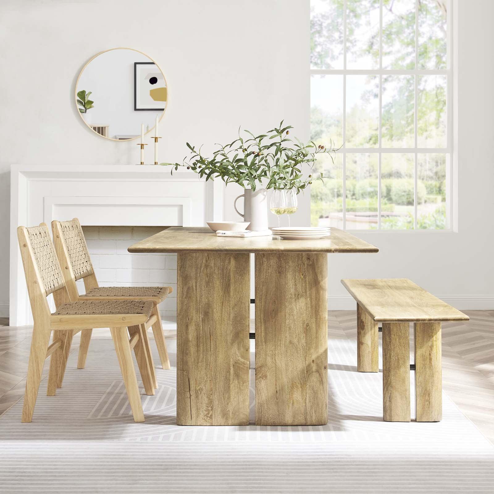 Modway Amistad Wood Dining Table and Bench Set