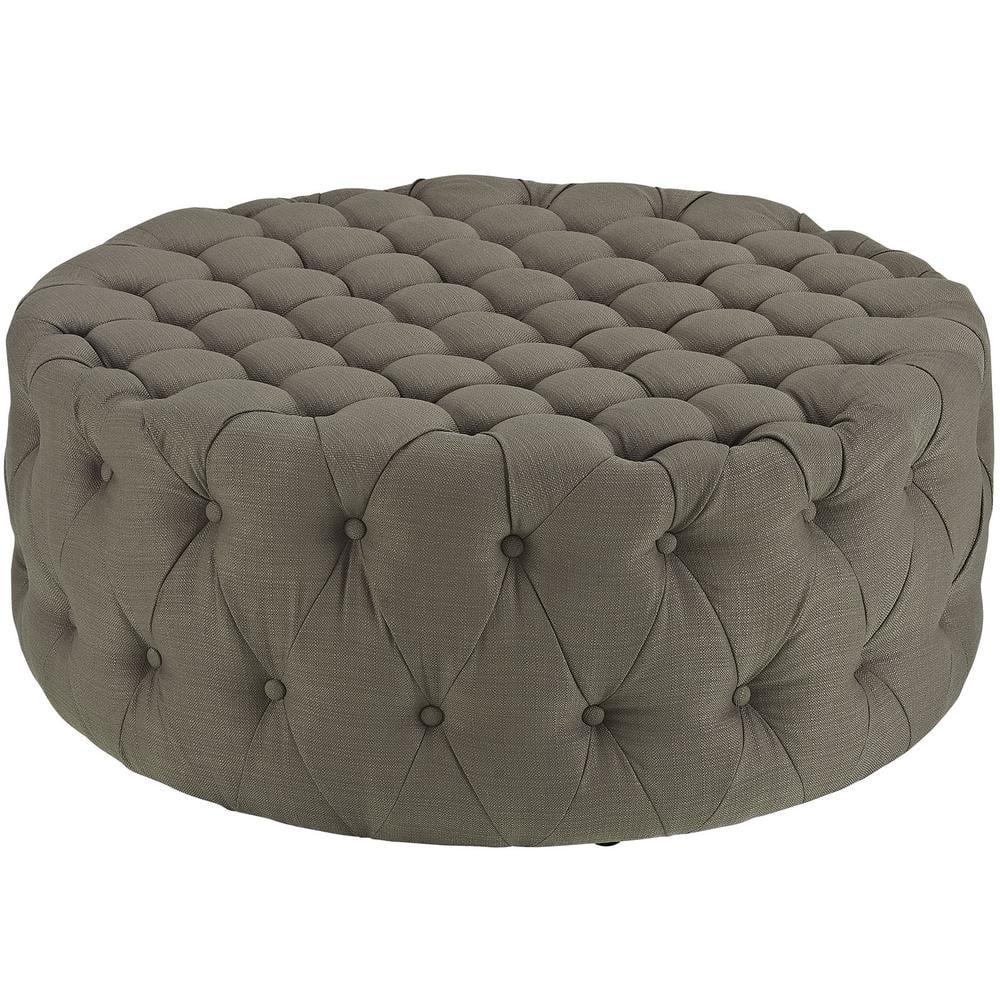 Modway Amour Modern Upholstered Fabric and Solid Wood Ottoman in Granite Gray