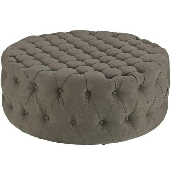 Modway Amour Upholstered Fabric Ottoman in Granite