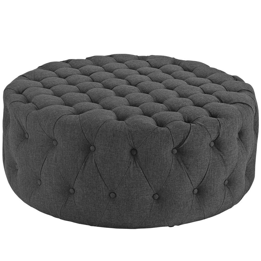 Modway Amour Modern Upholstered Fabric and Solid Wood Ottoman in Gray