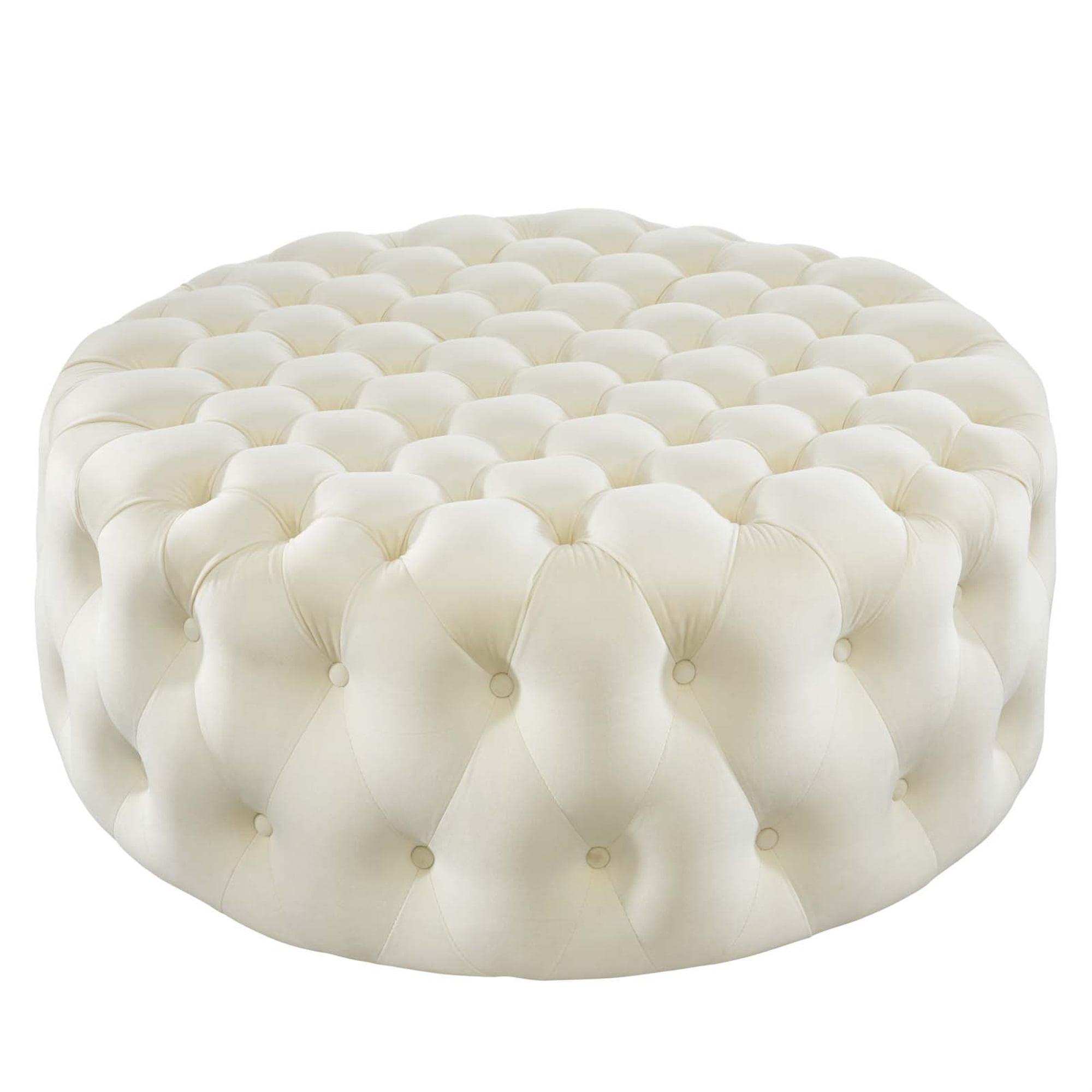 Amour Tufted Button Large Round Performance Velvet Ottoman by Modway