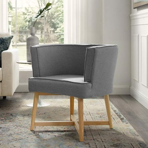 Modway Anders Upholstered Fabric Accent Chair in Light Gray