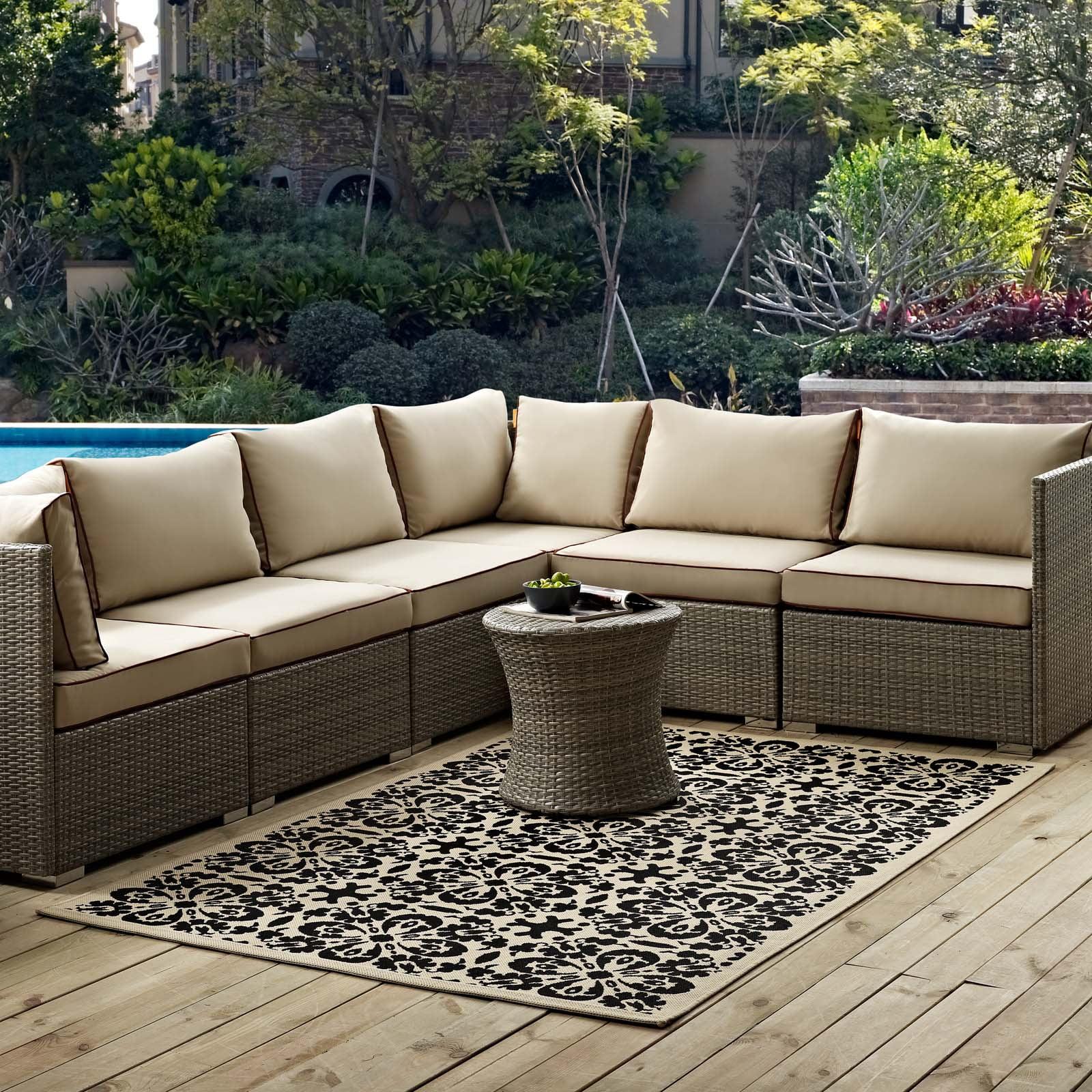 Modway Ariana Vintage Floral Trellis 4x6 Indoor and Outdoor Area Rug
