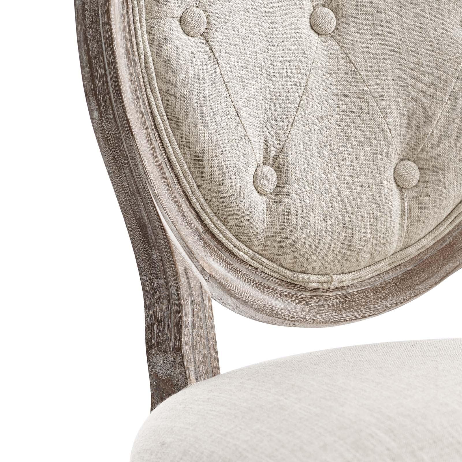 Elegant Beige Upholstered Wood Side Chair with Button Tufted Trim