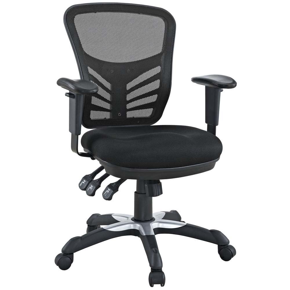 Articulate Mesh Office Chair Midnight Black - Modway: Ergonomic, Adjustable Arms, Swivel Desk Chair