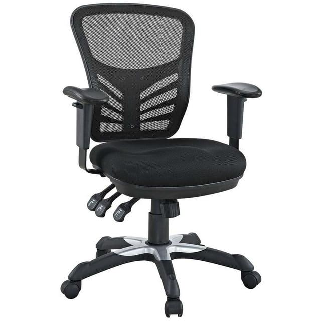 Articulate Mesh Office Chair Midnight Black - Modway: Ergonomic, Adjustable Arms, Swivel Desk Chair