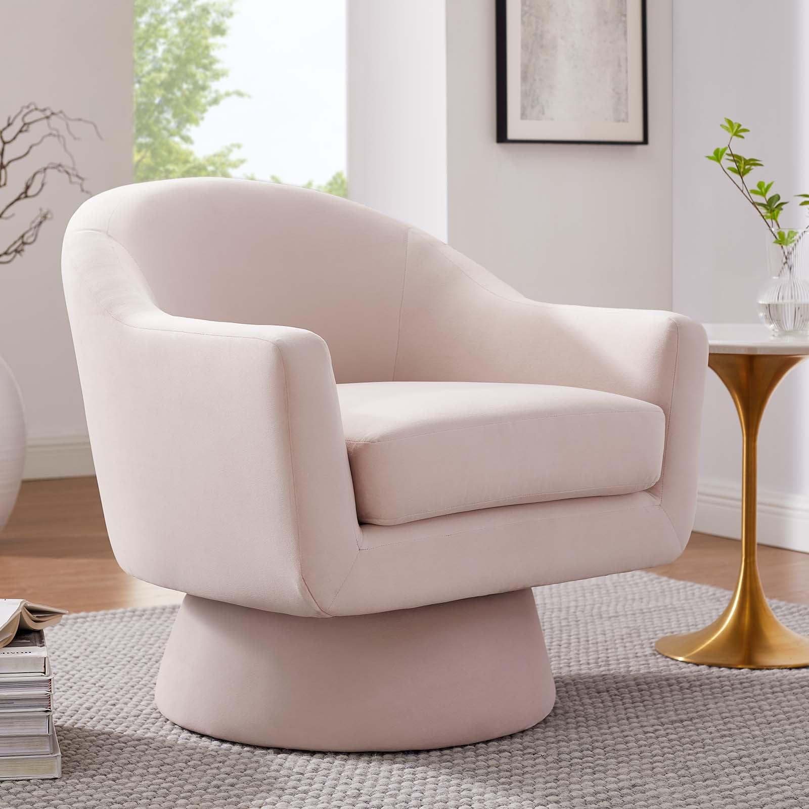 Modway Astral Performance Velvet Fabric and Wood Swivel Chair