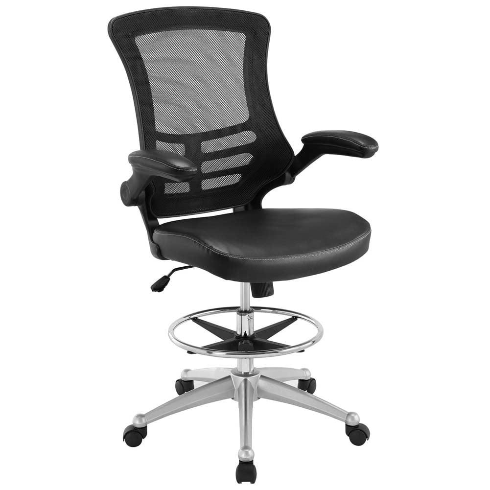 Modway Modway Attainment Vinyl Drafting Chair - Drafting Stool With Flip-Up Arm