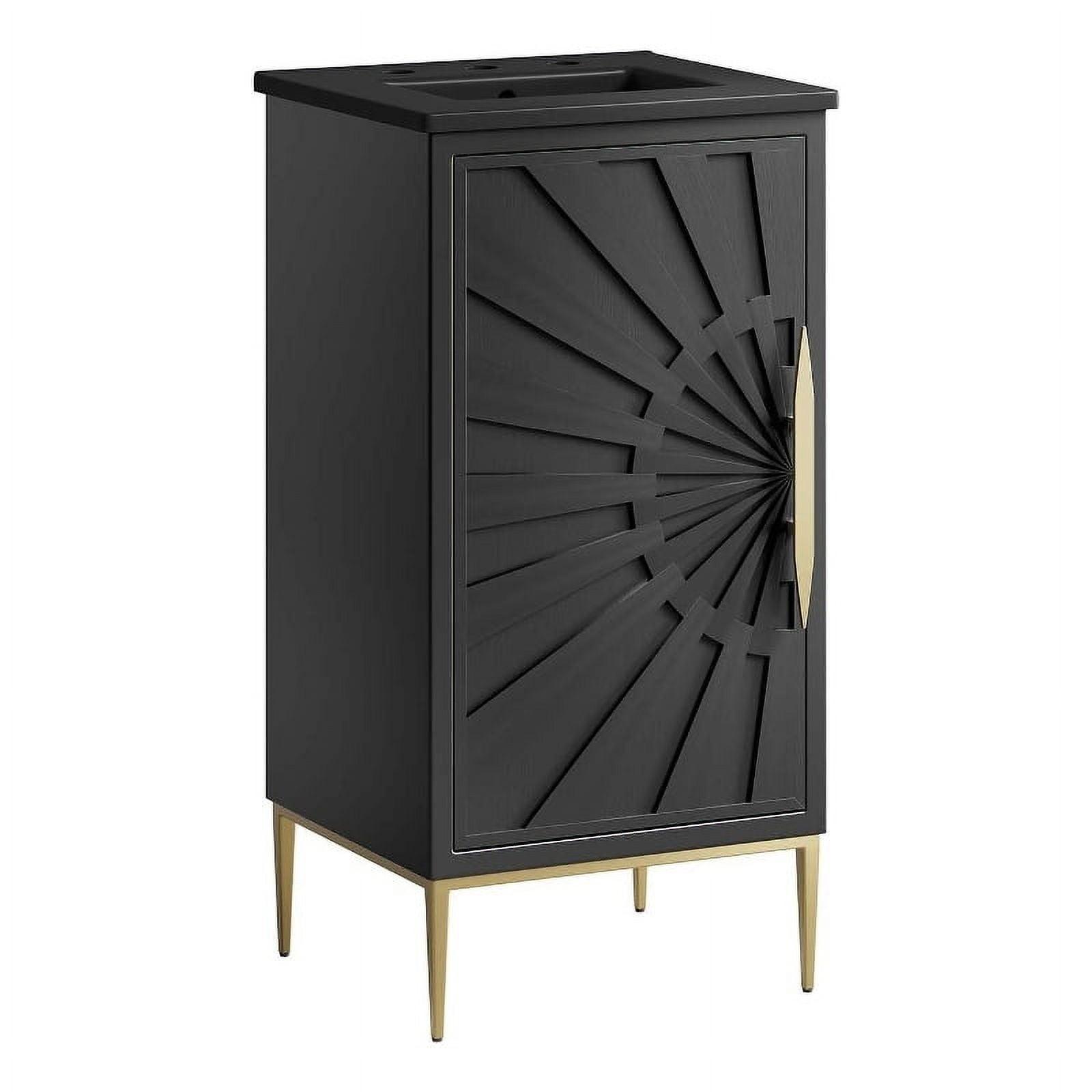 Awaken Black and Gold 18" Bathroom Vanity with Ceramic Sink