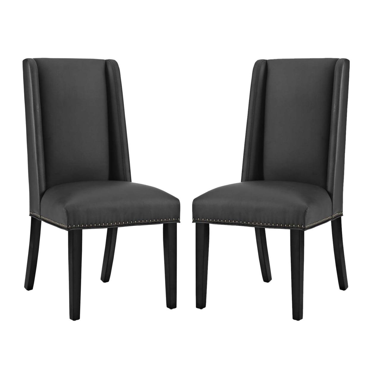 Modway Baron White Vinyl and Wood Frame Dining Chairs