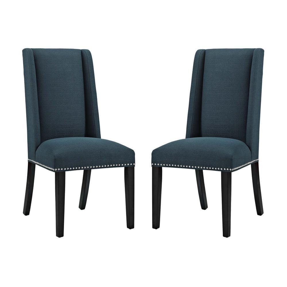 Azure Elegance High-Back Upholstered Wood Side Chair