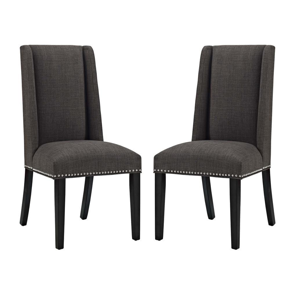 Modway Baron White Vinyl and Wood Frame Dining Chairs