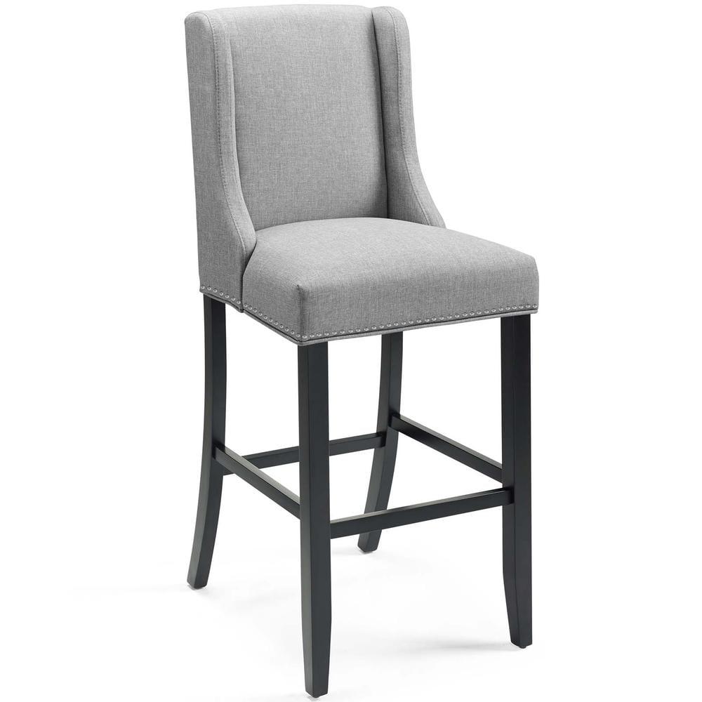 Modway Baron Upholstered Fabric Bar Stool in Light Gray