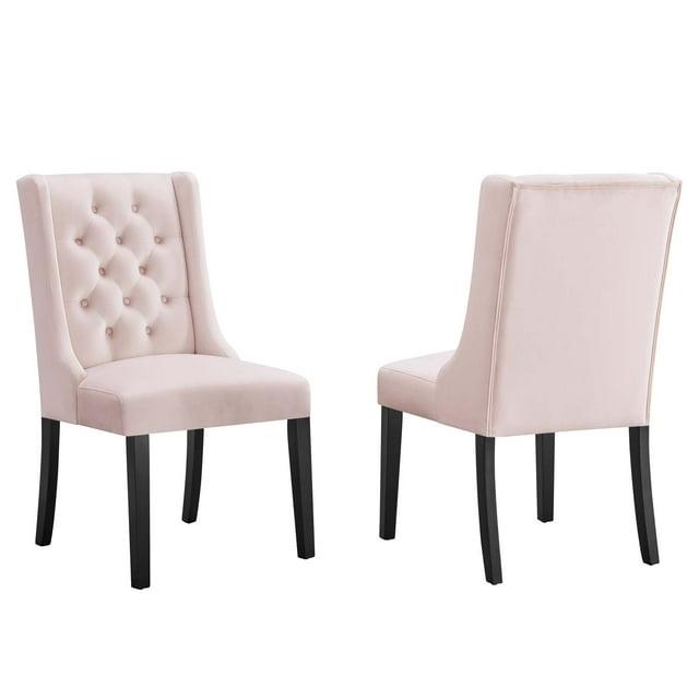 Set of 2 Baronet Performance Velvet Dining Chairs Pink - Modway: Rubberwood Frame, Upholstered, Spot Clean