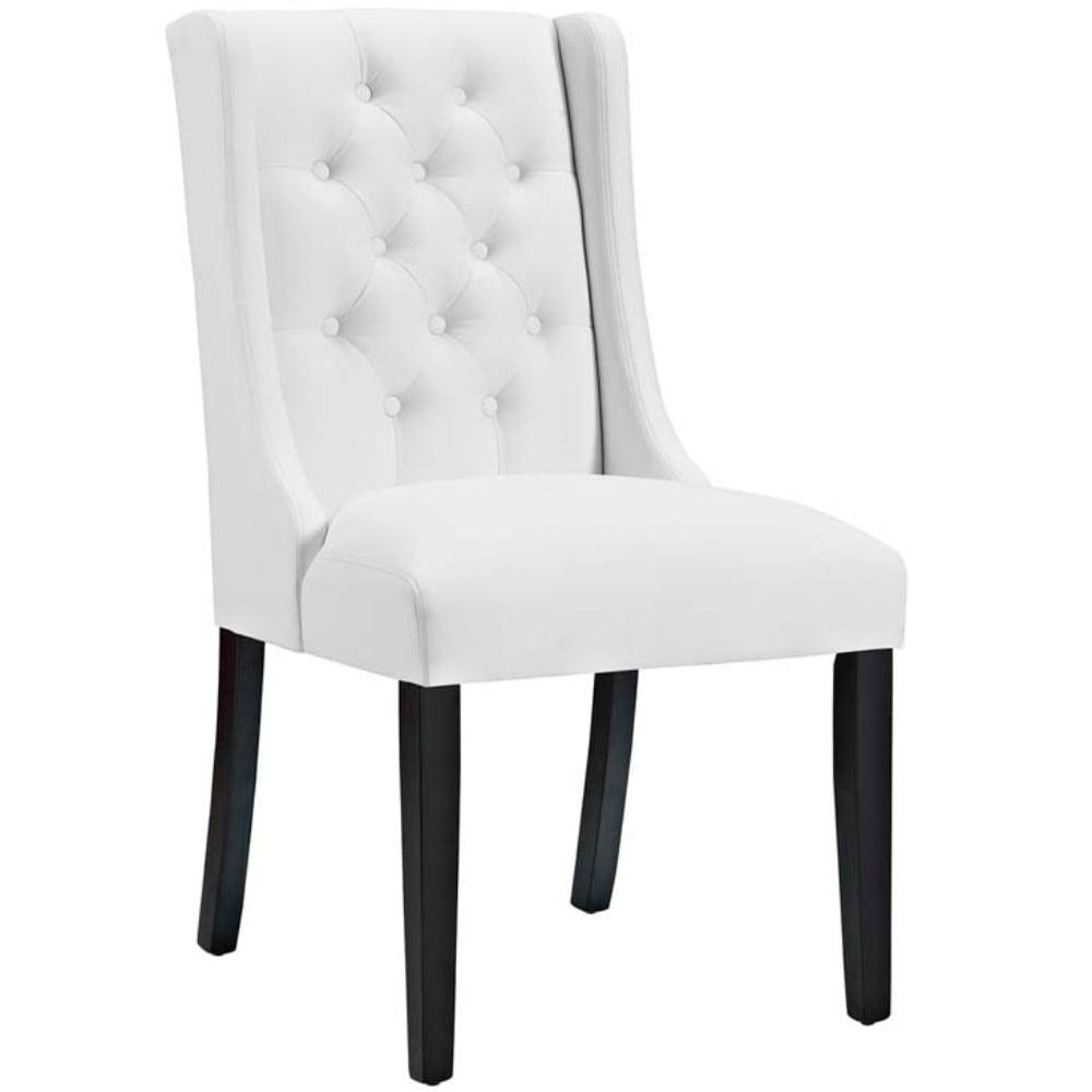 White Faux Leather Upholstered Parsons Side Chair