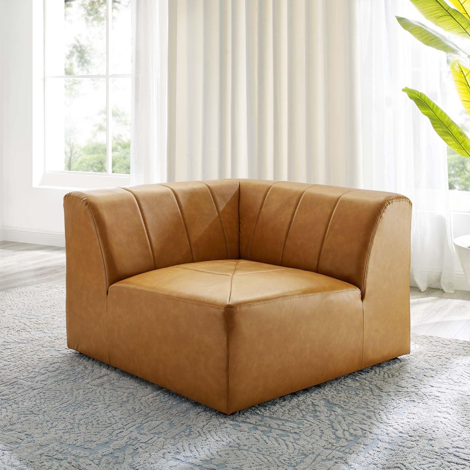 Bartlett Tan Vegan Leather Upholstered Corner Chair