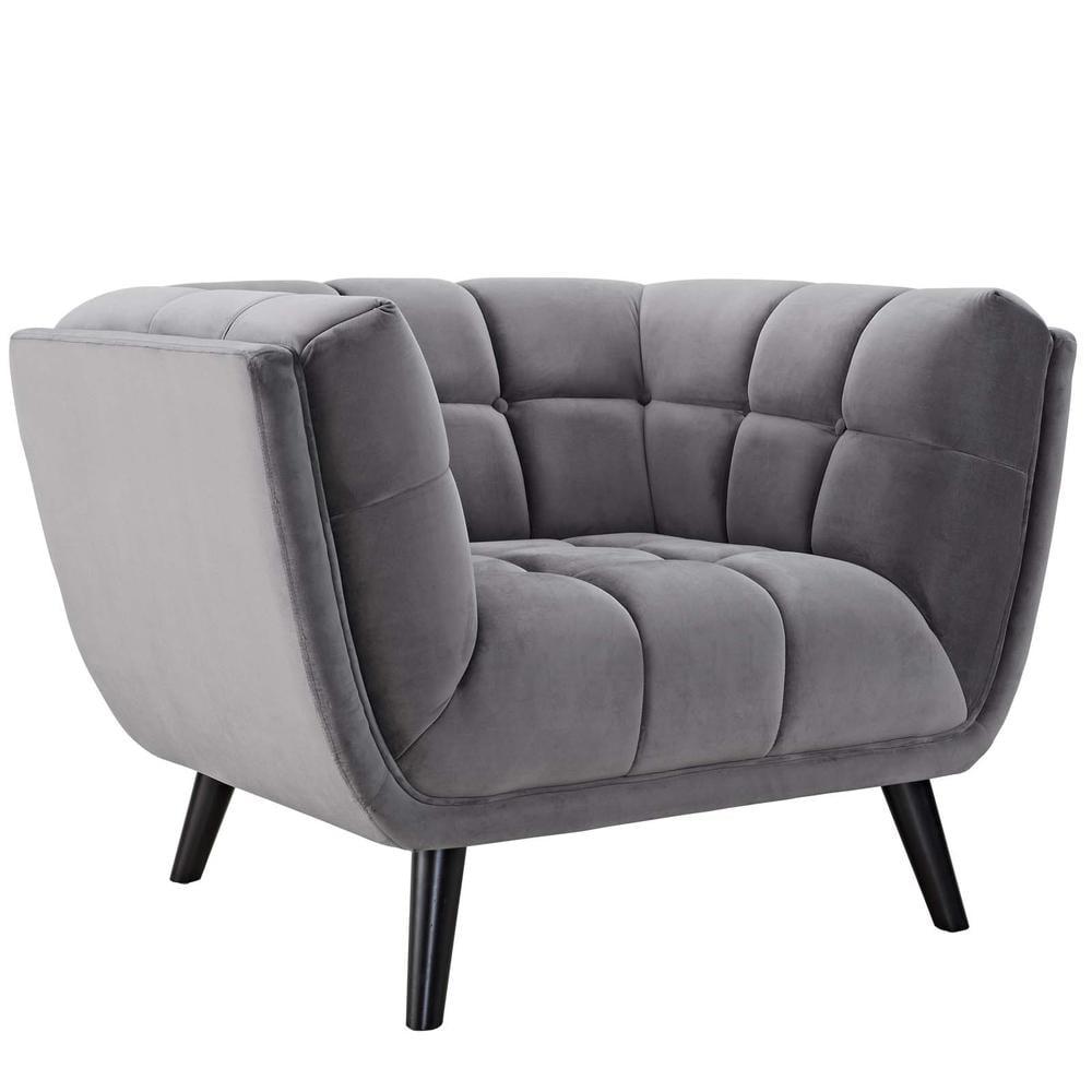 Modway Bestow Performance Velvet Armchair in Gray