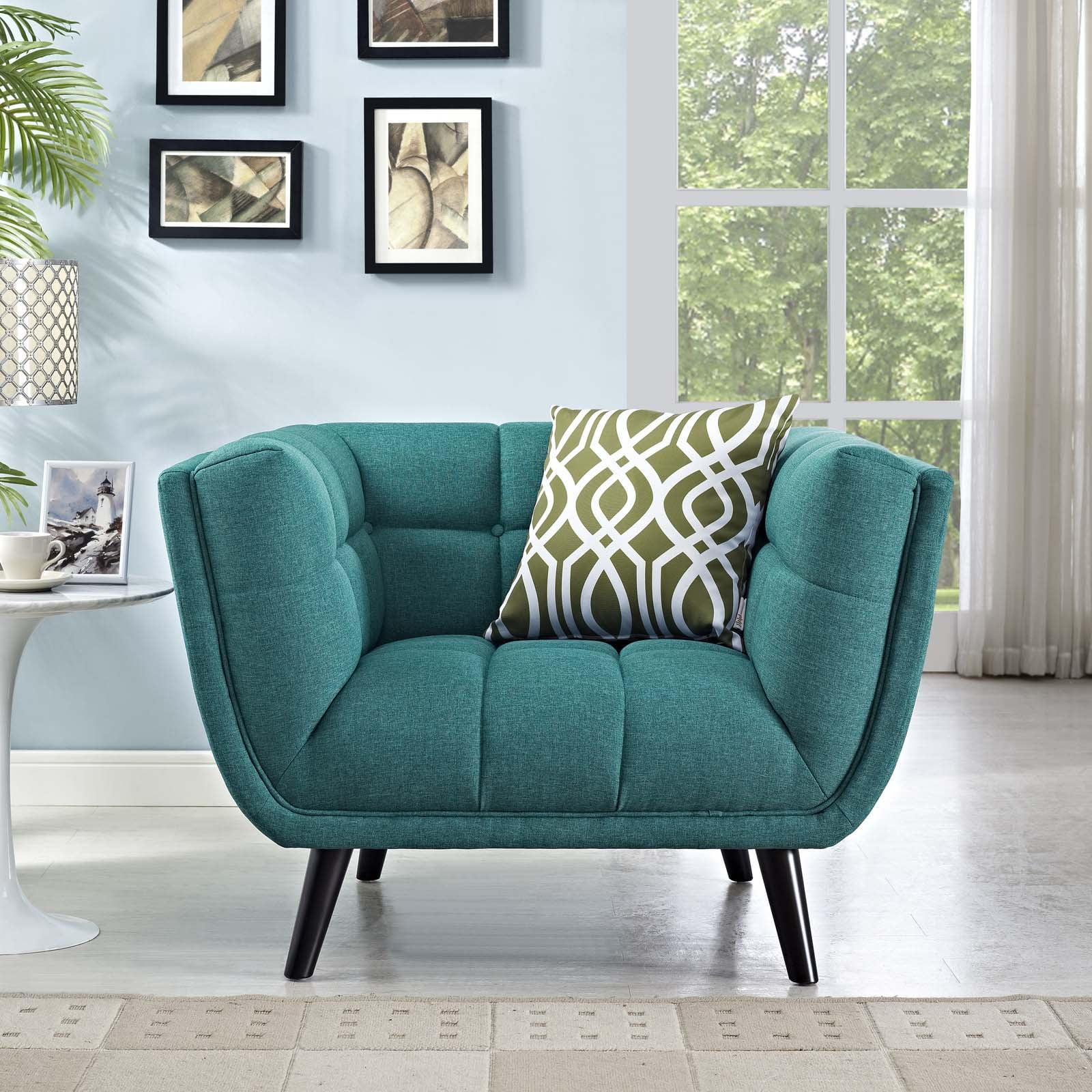 Modway Bestow Upholstered Fabric Armchair in Teal