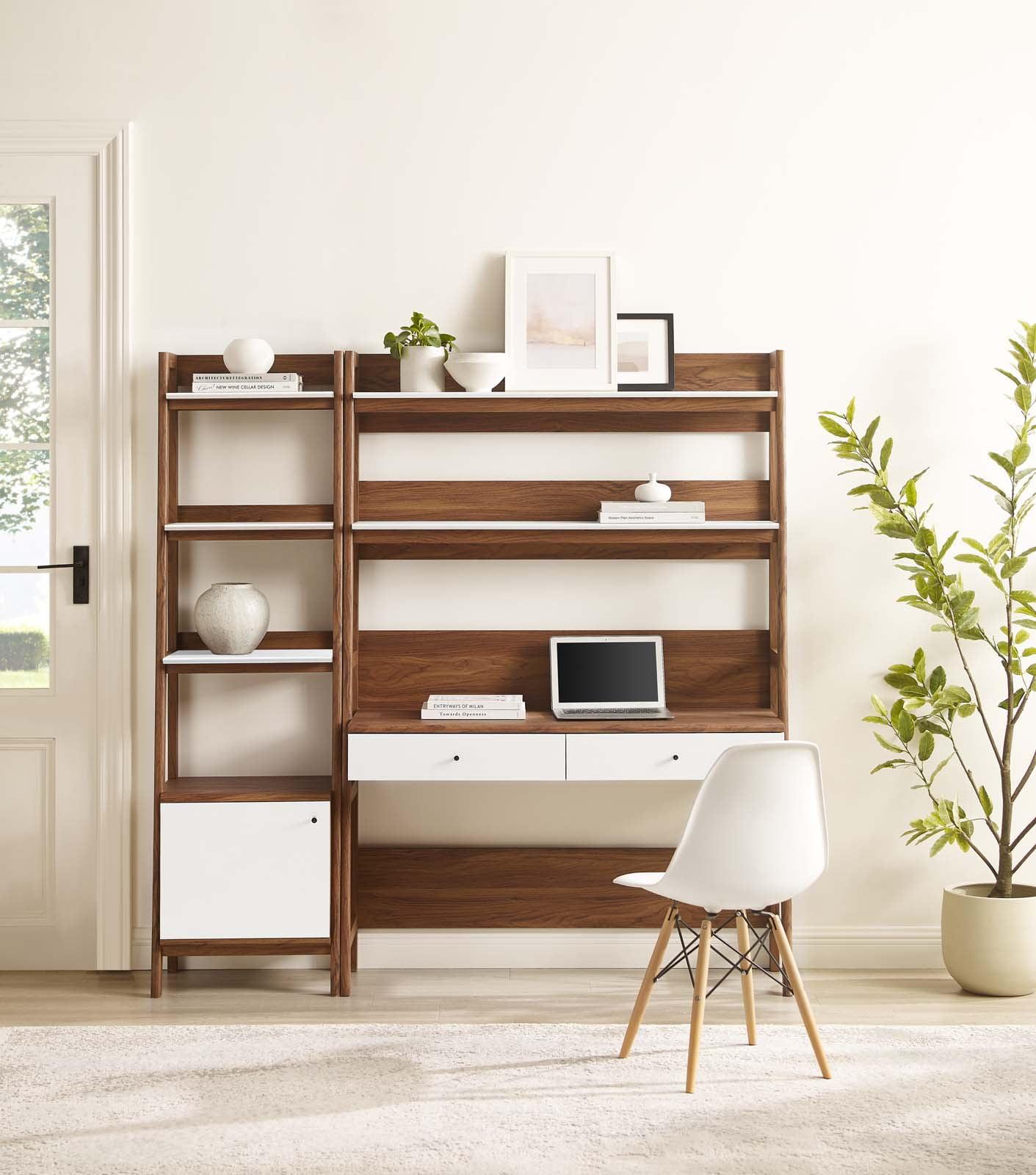 Modway Modway Bixby 2-Piece Wood Office Desk and Bookshelf