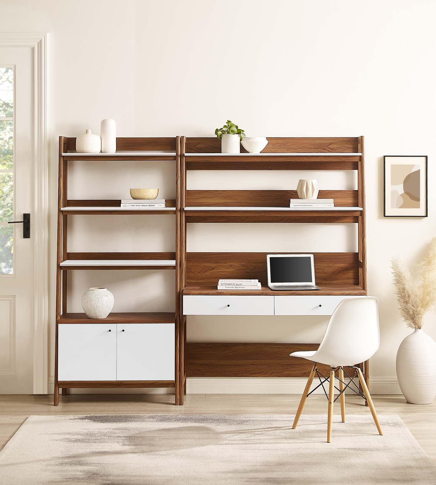 Modway Bixby 2-Piece Wood Office Desk and Bookshelf