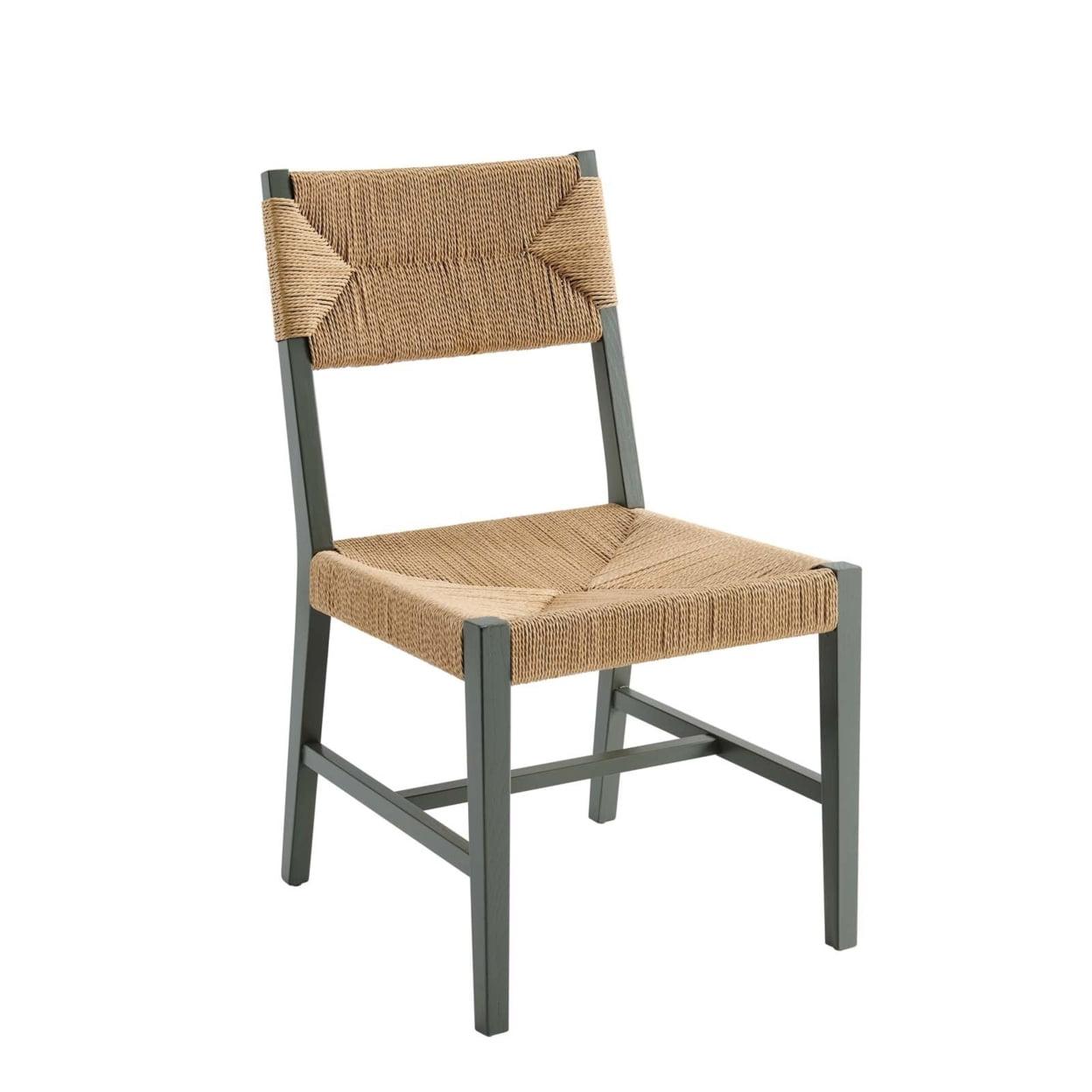 Bodie Coastal Farmhouse Light Gray Cane and Wood Side Chair