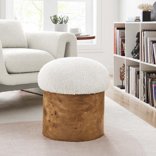 Modway Modway Breeze Boucle Upholstered Ottoman In Ivory Burl