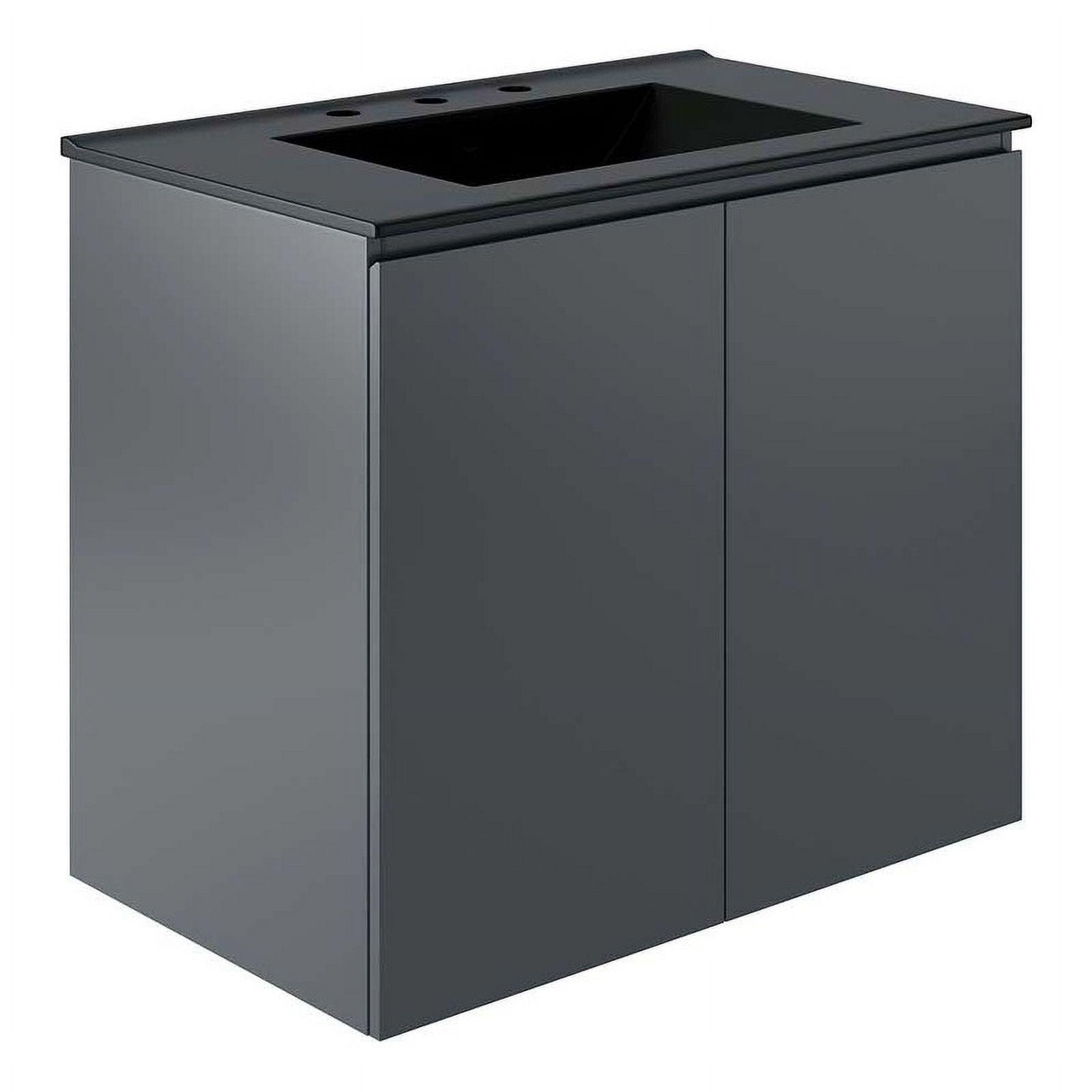 Bryn 30" Gray and Black Wall-Mount Bathroom Vanity