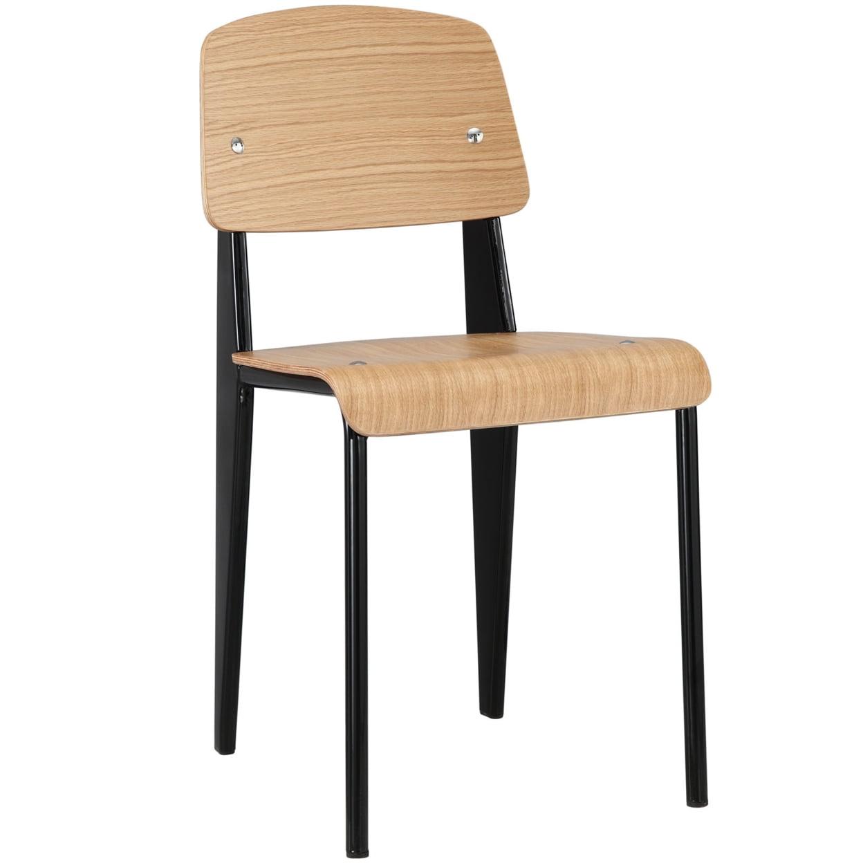 Modway Cabin 18.5" Modern Steel and Wood Dining Side Chair in Natural/Black