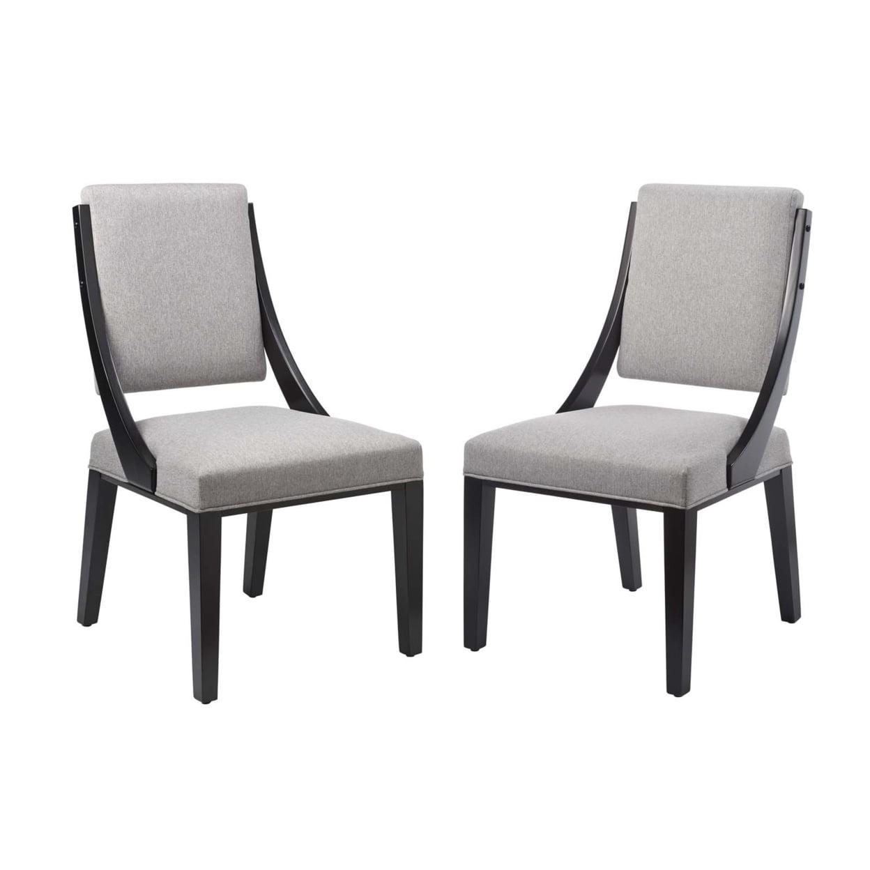 Light Gray Upholstered Wood Side Chair Set