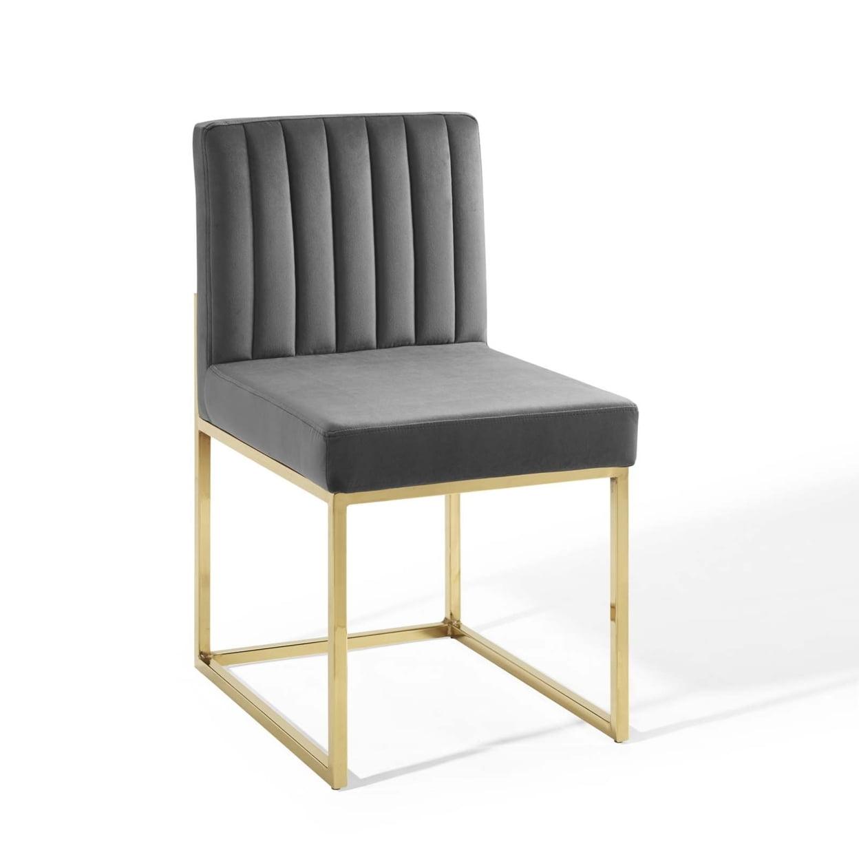 Modway Carriage Channel Tufted Sled Base Performance Velvet Dining Chair