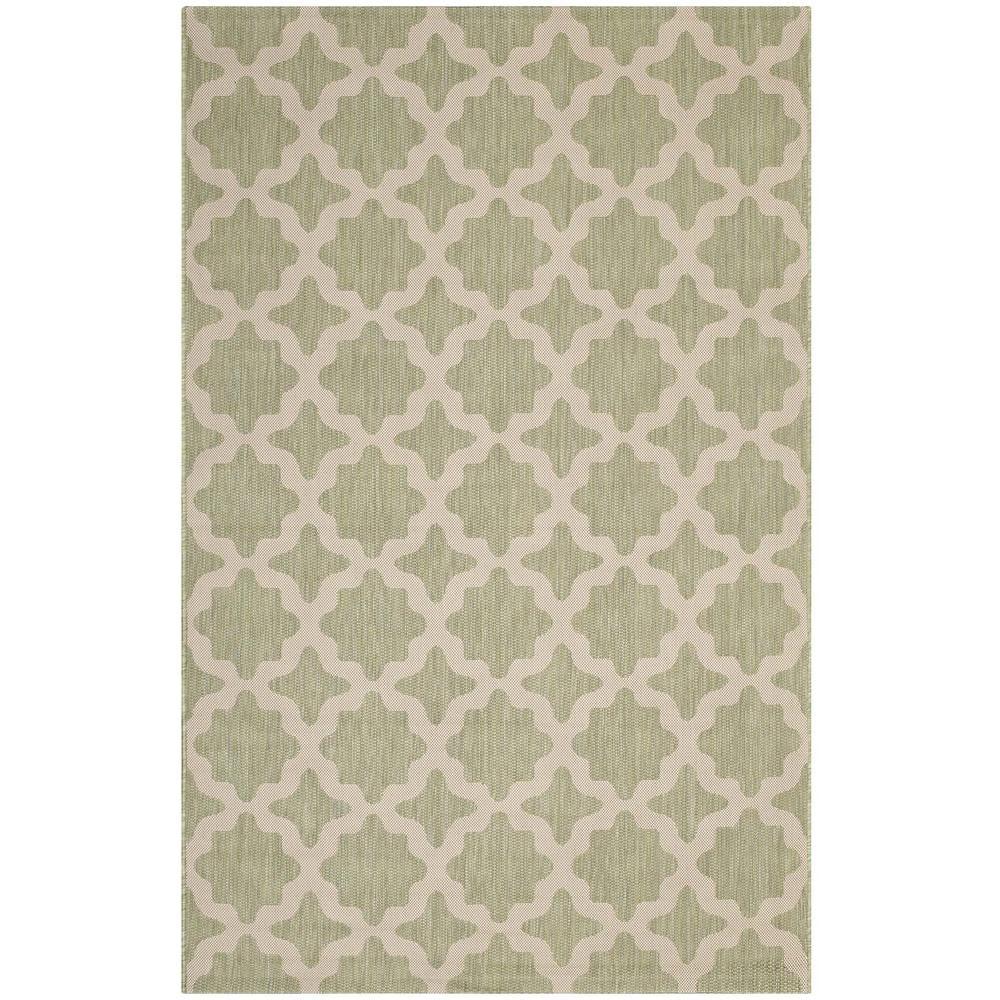 Beige and Light Green Trellis 9' x 12' Synthetic Area Rug