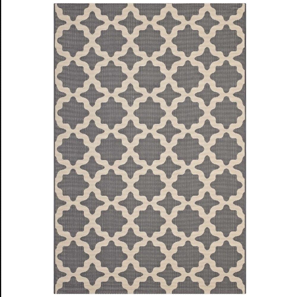 Modway Cerelia 63x90.5" Moroccan Trellis Polypropylene Area Rug in Gray/Beige