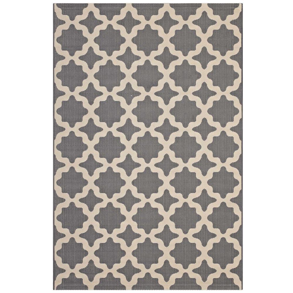 Elegant Cerelia 4' x 6' Gray and Beige Trellis Synthetic Area Rug