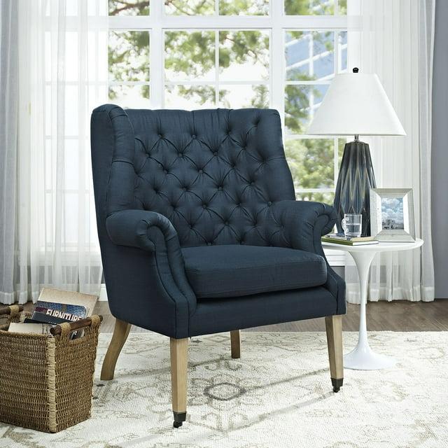 Modway Chart Upholstered Accent Chair with Casters in Azure