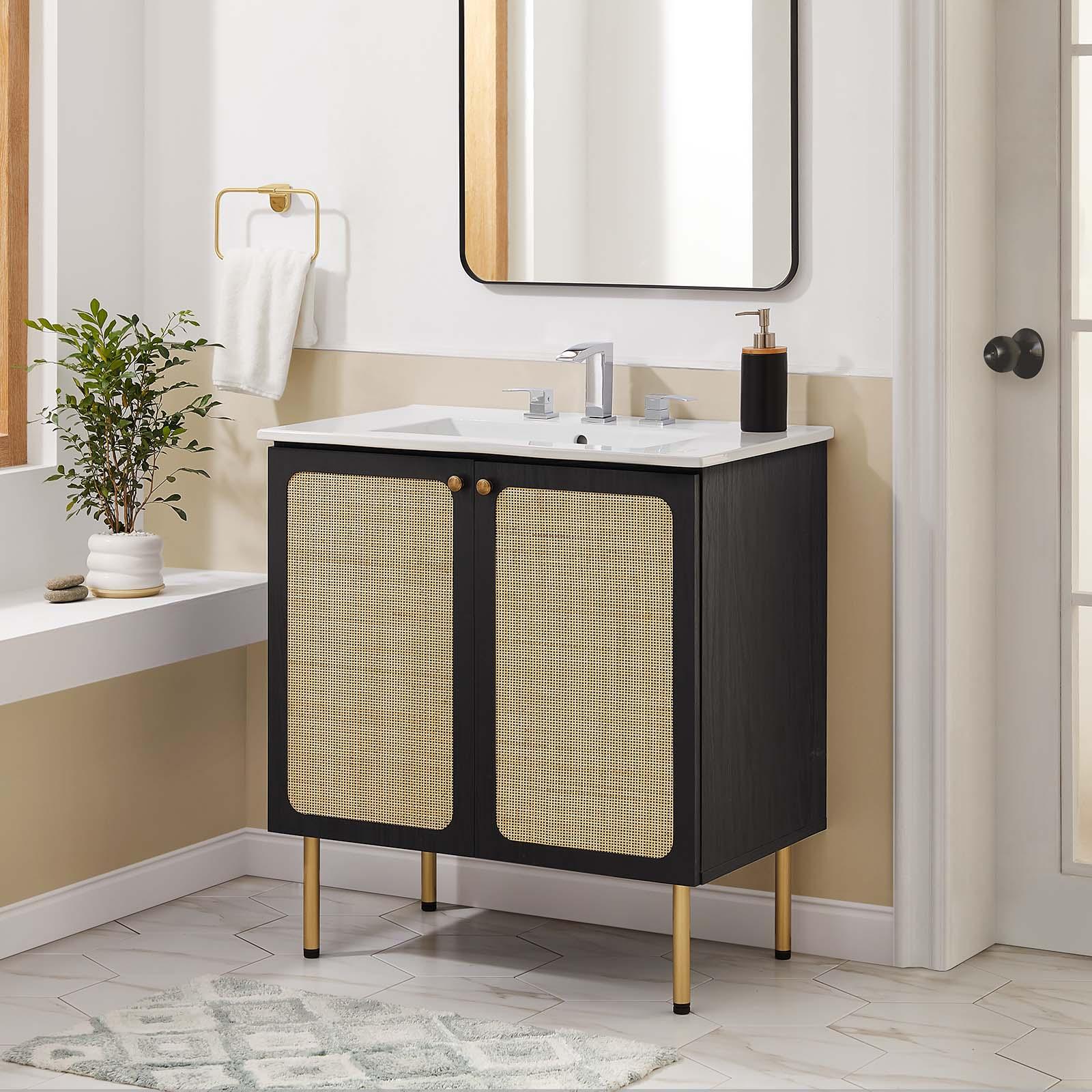 Modway Modway Chaucer 30'' Single Bathroom Vanity with Wood Top