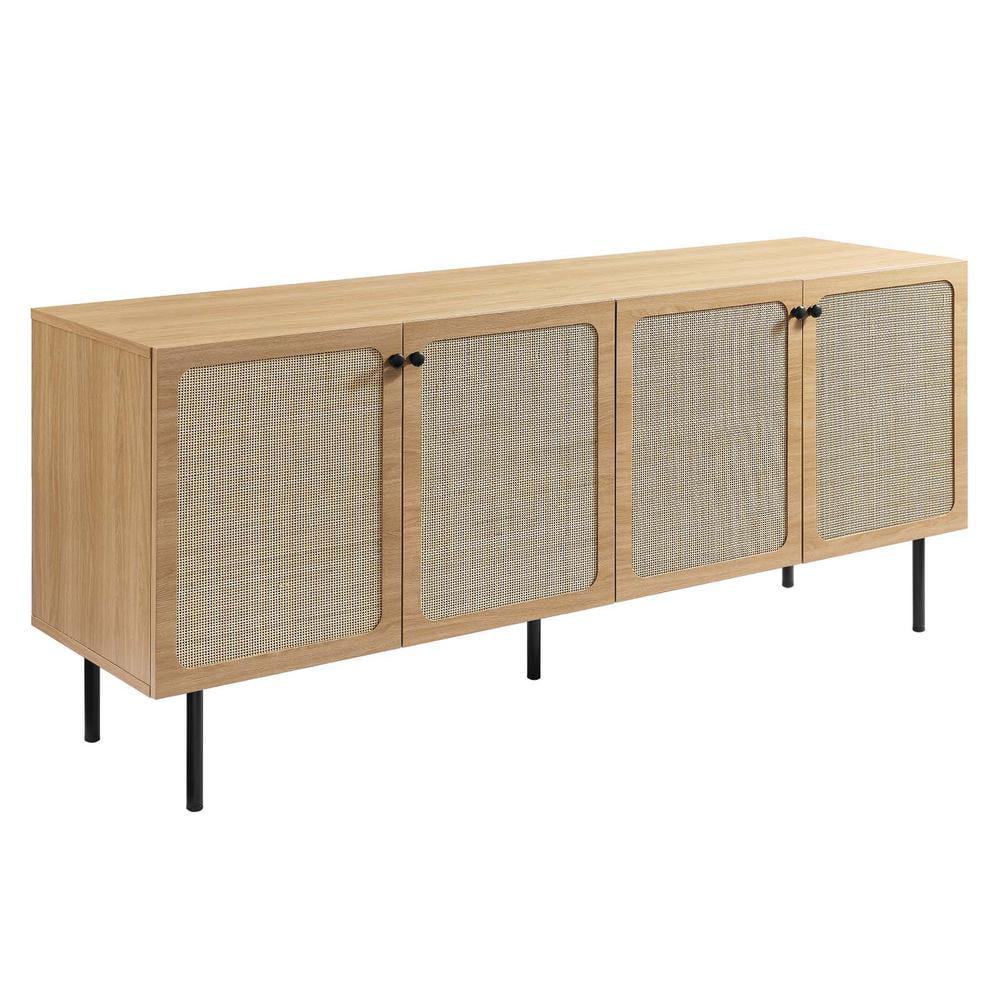 Chaucer Oak Wood Grain Textured Sideboard with Rattan Weaving