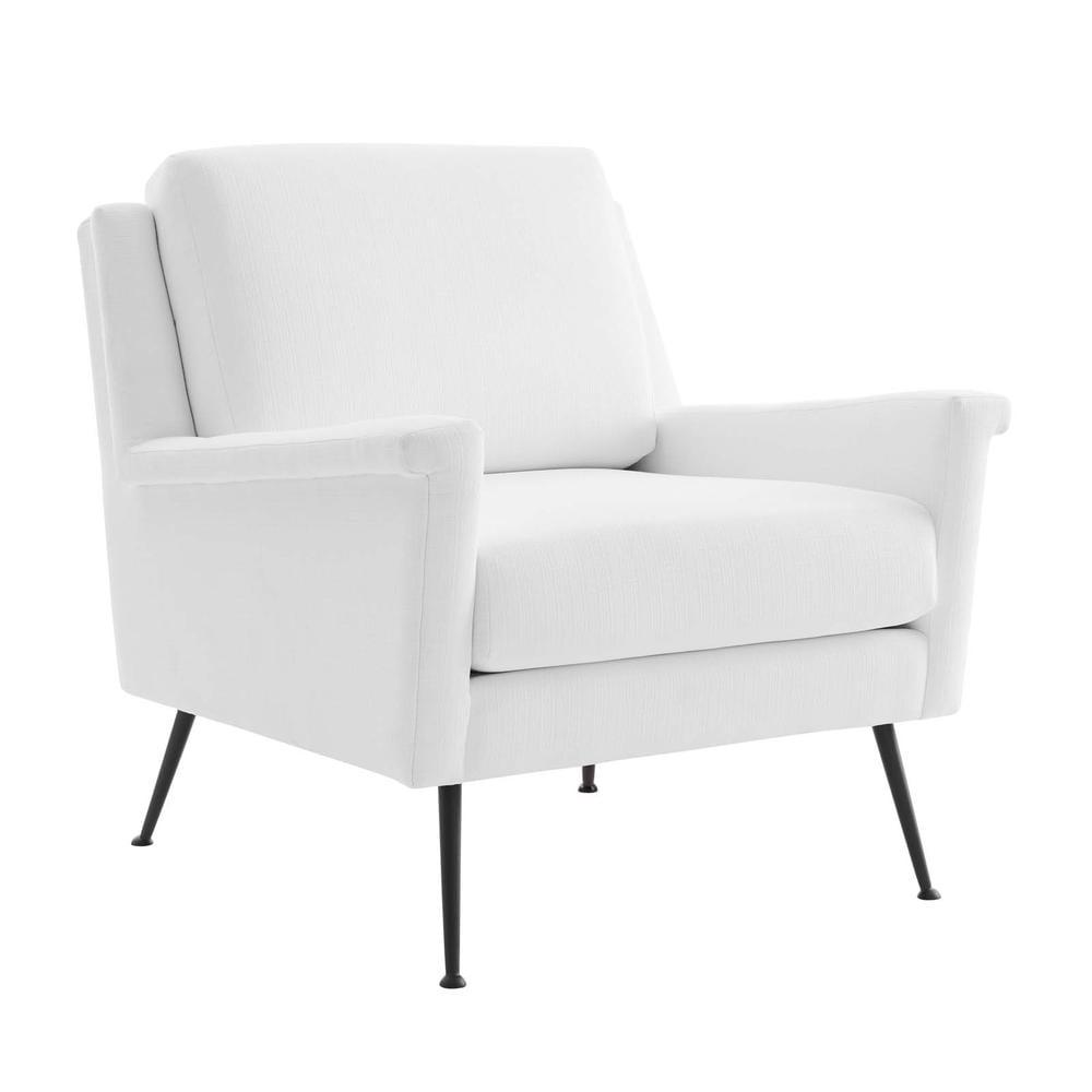 White Faux Leather Accent Chair with Black Legs