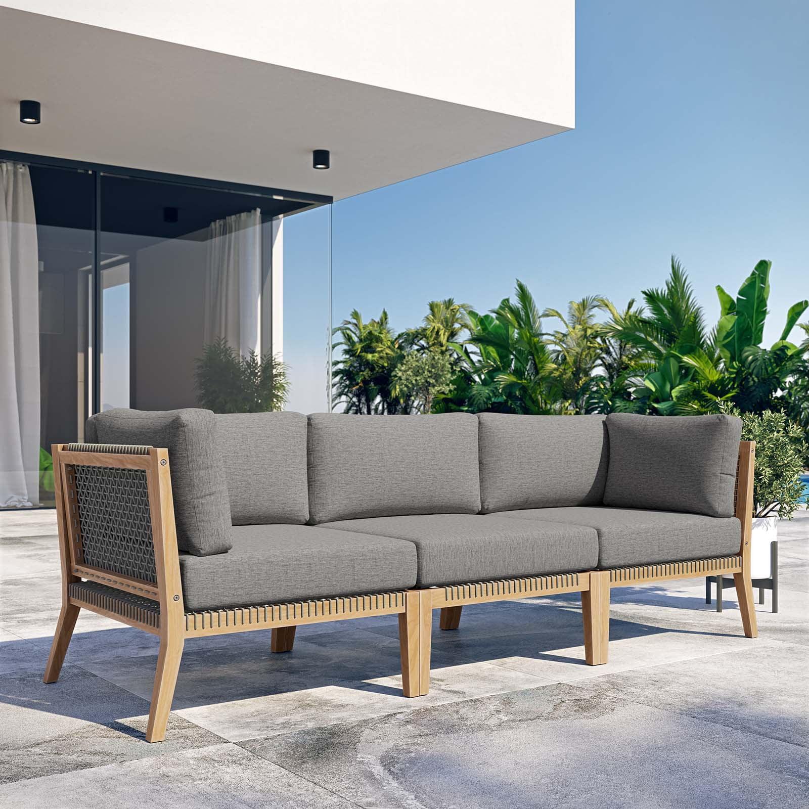 Modway Clearwater Outdoor Patio Teak Wood Sofa