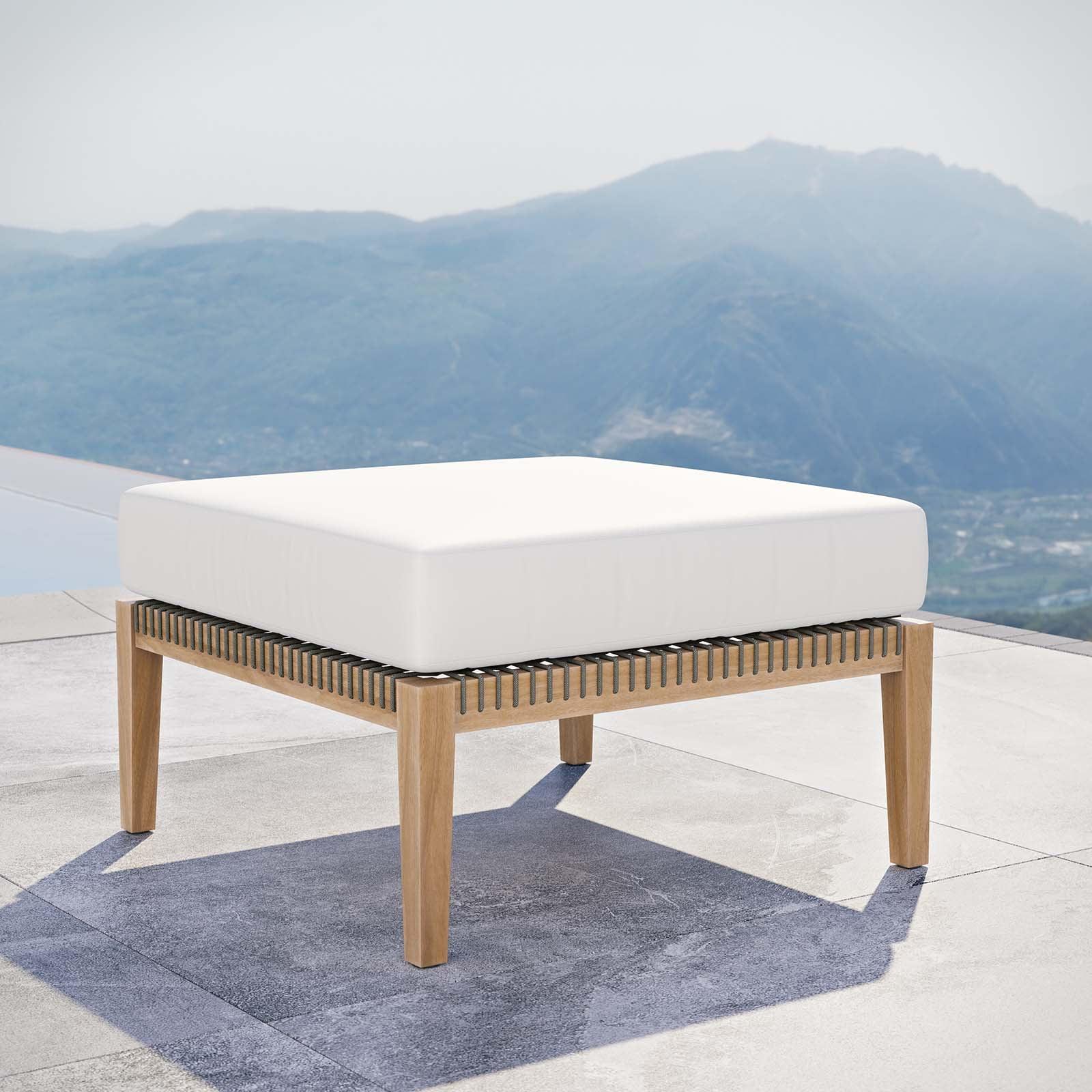 Modway Clearwater Outdoor Patio Teak Wood Ottoman