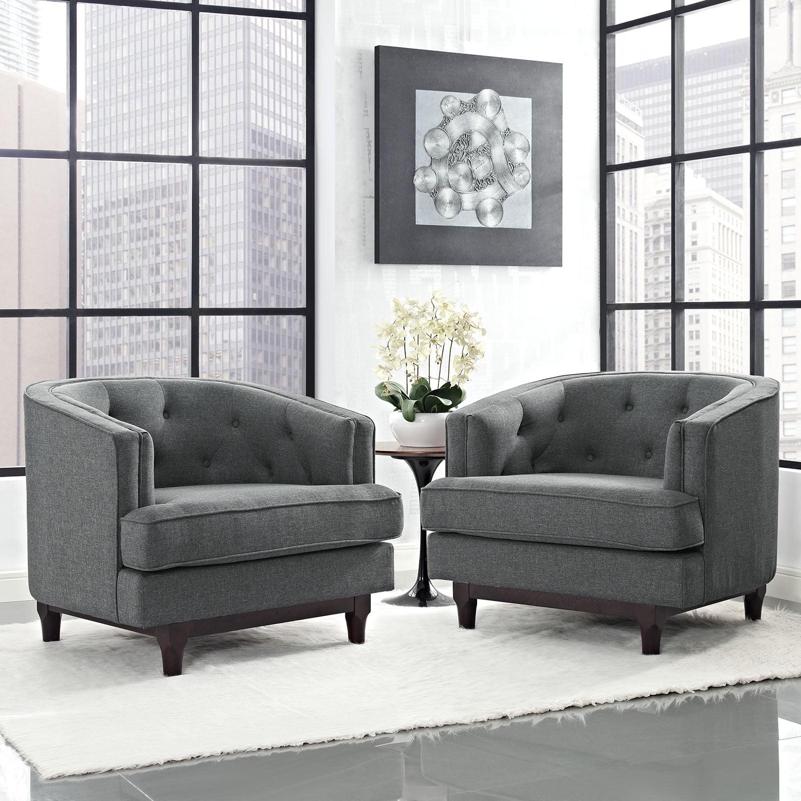 Modway Coast Armchairs Set of 2 in Gray