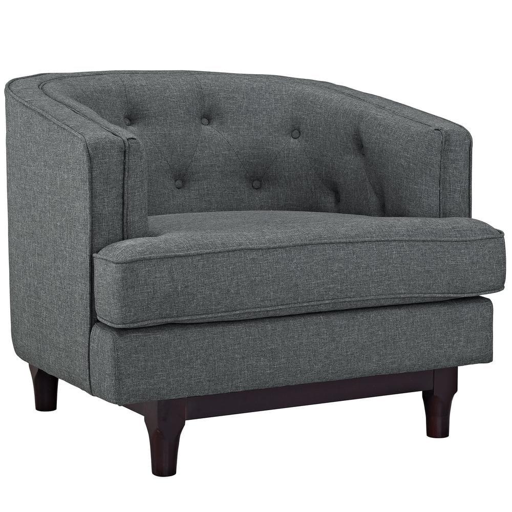 Modway Coast Upholstered Fabric Armchair in Gray